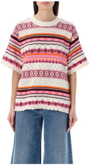 Kenzo Gezellige en stijlvolle Fairisle trui met korte mouwen Kenzo , Pink , Dames - M,S