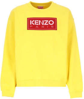 Kenzo Gouden Sweater met Paris Logo Patch Kenzo , Yellow , Dames - L,M