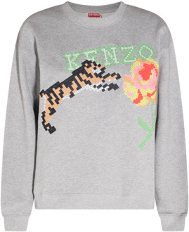 Kenzo Grijze Katoenen Sweatshirt met Frontlogo Kenzo , Gray , Dames - XS