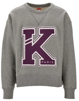 Kenzo Grijze Katoenen Sweatshirt met Patchdetails Kenzo , Gray , Heren - L,M