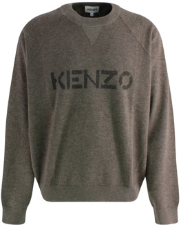Kenzo Heren Wolmix Sweater met Logo Kenzo , Brown , Heren - Xl,L