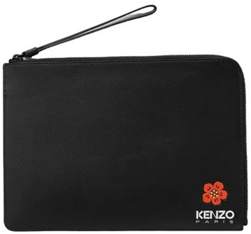 Kenzo Leren Logo Print Clutch Kenzo , Black , Dames - ONE Size