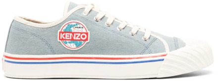 Kenzo Logo Appliqué Canvas Sneakers Kenzo , Gray , Heren - 43 EU