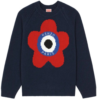 Kenzo Logo-geborduurde trui met Boke Flower motief Kenzo , Blue , Heren - L,S
