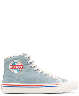 Kenzo Logo-Patch High-Top Sneakers Kenzo , Blue , Dames - 36 Eu,40 Eu,39 EU
