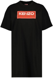 Kenzo Logo Print Katoenen T-Shirt Jurk Kenzo , Black , Dames - L,M