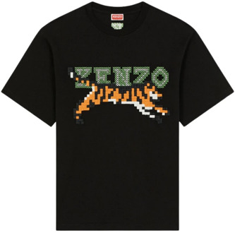 Kenzo Pixel Print Heren T-shirt - Stijlvol en Modern Kenzo , Black , Heren - L,S,Xs
