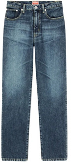 Kenzo Rock Blauwe Straight-Cut Jeans Kenzo , Blue , Dames - W24,W27,W25,W26