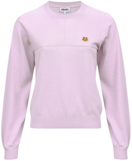 Kenzo Roze Sweater met Logo Tiger Patch Kenzo , Pink , Dames - XS