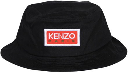 Kenzo Stijlvolle Bucket Hat met Logo Patch Kenzo , Black , Heren - L,M,S