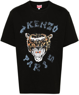 Kenzo Tiger Head Zwart T-shirt Jersey Kenzo , Black , Heren - L,M,S,Xs