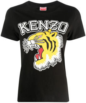 Kenzo Tiger Varsity T-shirt Zwart Multicolor Kenzo , Black , Dames - M,S,Xs