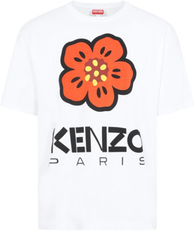 Kenzo Witte Bloemen T-Shirt Kenzo , White , Heren - Xl,M,S