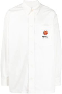 Kenzo Witte Boke Flower Oversized Katoenen Shirt Kenzo , White , Heren - 2Xl,Xl,L,M,S