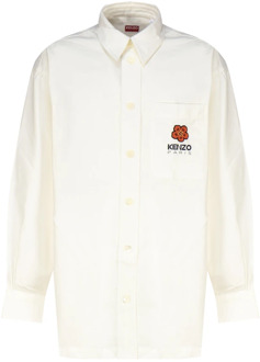 Kenzo Witte Katoenen Overhemd met Bloemdetail Kenzo , White , Heren - L