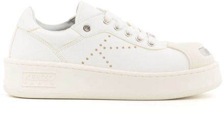 Kenzo Witte Leren Lage Sneakers Kenzo , White , Dames - 36 Eu,38 EU