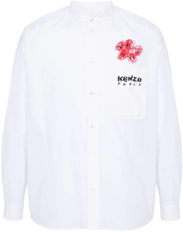 Kenzo Witte Overhemd met Lange Mouwen en Officer Kraag Kenzo , White , Heren - 2Xl,Xl,L,M