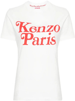 Kenzo Witte T-shirts en Polos met Kenzo Paris Print Kenzo , White , Dames - Xl,L,M,S,Xs