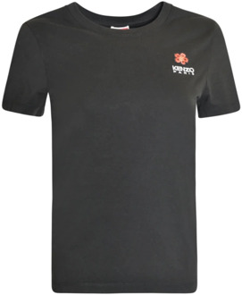 Kenzo Zwart Katoenen T-Shirt met Logo Kenzo , Black , Dames