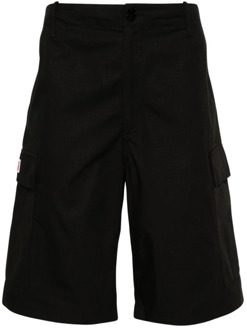 Kenzo Zwarte Cargo Shorts Ripstop Textuur Kenzo , Black , Heren - Xl,L,M,S