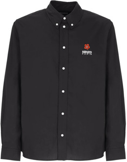 Kenzo Zwarte Katoenen Overhemd met Borduursel Kenzo , Black , Heren - 2Xl,Xl,L,M,S,3Xl