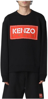 Kenzo Zwarte Katoenen Trui met Rood Kenzo Logo Kenzo , Black , Heren - L,M