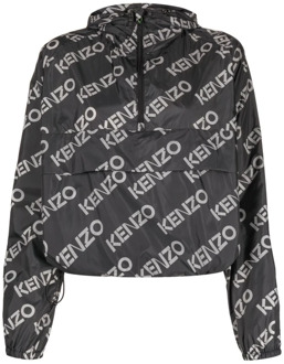 Kenzo Zwarte Lichtgewicht Jas met Logo Print voor Dames Kenzo , Black , Dames - XS