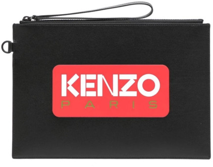 Kenzo Zwarte Logo-Print Clutch Tas Kenzo , Black , Heren - ONE Size