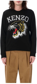 Kenzo Zwarte Tiger Crew Neck Sweatshirt Kenzo , Black , Heren - Xl,L,M