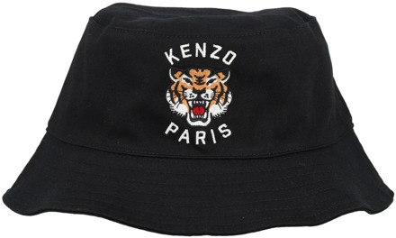 Kenzo Zwarte Varsity Bucket Hat Accessoires Kenzo , Black , Heren - M