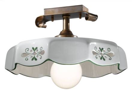 Keramiek plafondlamp Marostica landelijke stijl gr gebronsd messing, wit