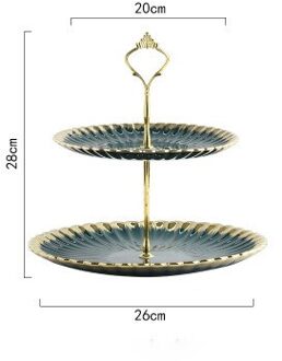 Keramiek Twee-Layer Fruitschaal Cake Rack Keuken Woonkamer Dessert Groente Opbergrek Bruiloft Verjaardag Fruit Plank bloem Edge