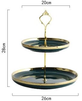 Keramiek Twee-Layer Fruitschaal Cake Rack Keuken Woonkamer Dessert Groente Opbergrek Bruiloft Verjaardag Fruit Plank ronde Edge