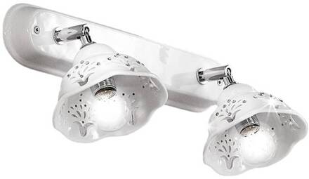 Keramiek wandlamp Guiliano m. kristalversiering wit