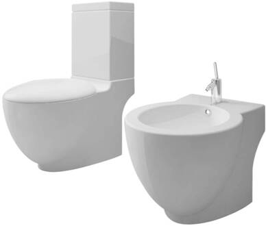 Keramisch Toilet Rond wit + Bidet