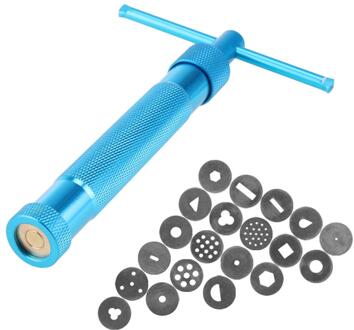 Keramische Aardewerk Klei Extruders Met 20 Disc Beeldhouwen Rvs Modder Squeezer Fondant Cake Fondant Extruder Tool Blauw