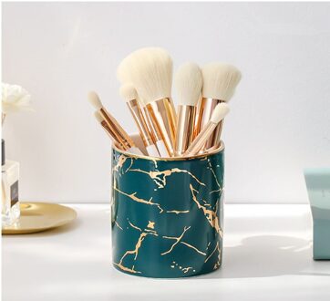 Keramische Cosmetica Make-Up Kwasten Opbergdoos Cilindrische Case Opslag Jar Fles Lipstick Brush Pen Houder Organizer Opslag groen