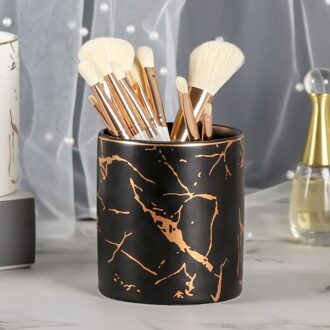 Keramische Cosmetica Make-Up Kwasten Opbergdoos Cilindrische Case Opslag Jar Fles Lipstick Brush Pen Houder Organizer Opslag zwart