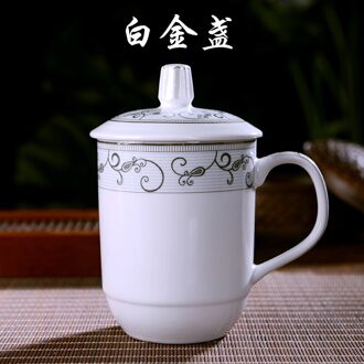 Keramische Cup Met Deksel Theekop Water Cup Kantoor Cup Jingdezhen Porselein Custom Hotel Vergaderzaal Thee Cup licht geel