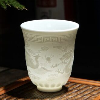 Keramische Dragon Phoenix Theekopje Zen Jade Porselein Water Mok Creatieve Reliëf Kleine Thee Kom Verjaardagscadeautjes Master Cup Drinkware