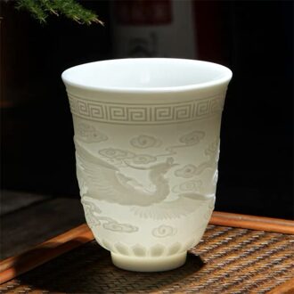 Keramische Dragon Phoenix Theekopje Zen Jade Porselein Water Mok Creatieve Reliëf Kleine Thee Kom Verjaardagscadeautjes Master Cup Drinkware