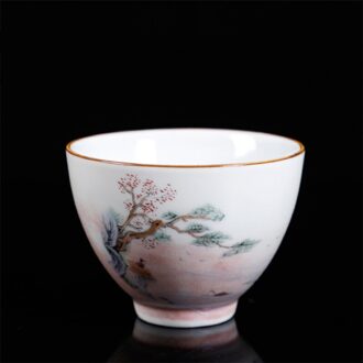 Keramische Eenvoudige Theekopje Creatieve Porselein Master Cup Huishoudelijke Kleine Thee Kom Kantoor Kung Fu Water Mok Draagbare Reizen Drinkware