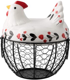 Keramische Ei Organisator Opslag Mand Ei Mand Fruit Container Doos Keramische Rieten Manden Decoratieve Keuken Ei Organizer