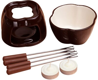 Keramische Fondue Set Kaasfondue Kit Chocolade Fondue Pot Ijs Pot Met Theelicht Kaarsen Marmelade Keuken Accessoires
