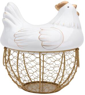 Keramische Ijzer Kip Ei Mand Houder Snack Fruit Diversen Opbergdoos Hen Oraments Groenten Container Organizer Rack wit