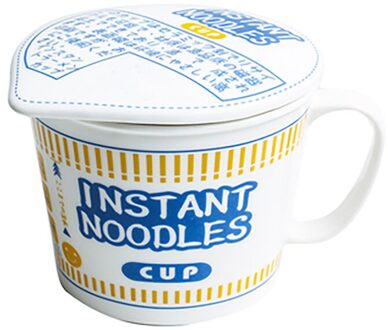 Keramische Instant Noodle Bowl met deksel en handvat Instant Noodle Cup Soepkom Magnetron Vaatwasser Beschikbaar soi zwart