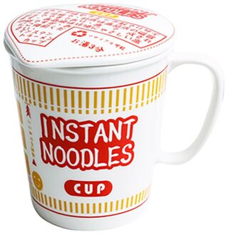 Keramische Instant Noodle Kom Met Deksel En Handvat Instant Noodle Cup Soepkom Magnetron Vaatwasser Beschikbaar Blauw Rood Tall rood