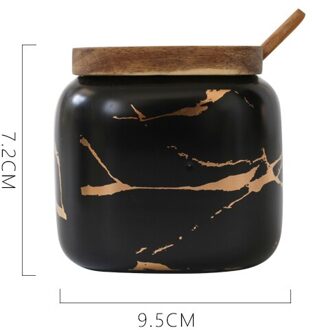 Keramische Keuken Kruiden Tank Set Scandinavische Stijl Houten Cover Zoutvaatje Kruidkruik Suikerpot Opslag Potten Keuken Accessoires zwart single