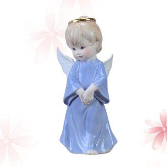 Keramische Kleine Engel Decoratie Figuur Vormige Ambachten Desktop Decoratie Tafel Ornament Wit blauw