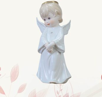 Keramische Kleine Engel Decoratie Figuur Vormige Ambachten Desktop Decoratie Tafel Ornament Wit